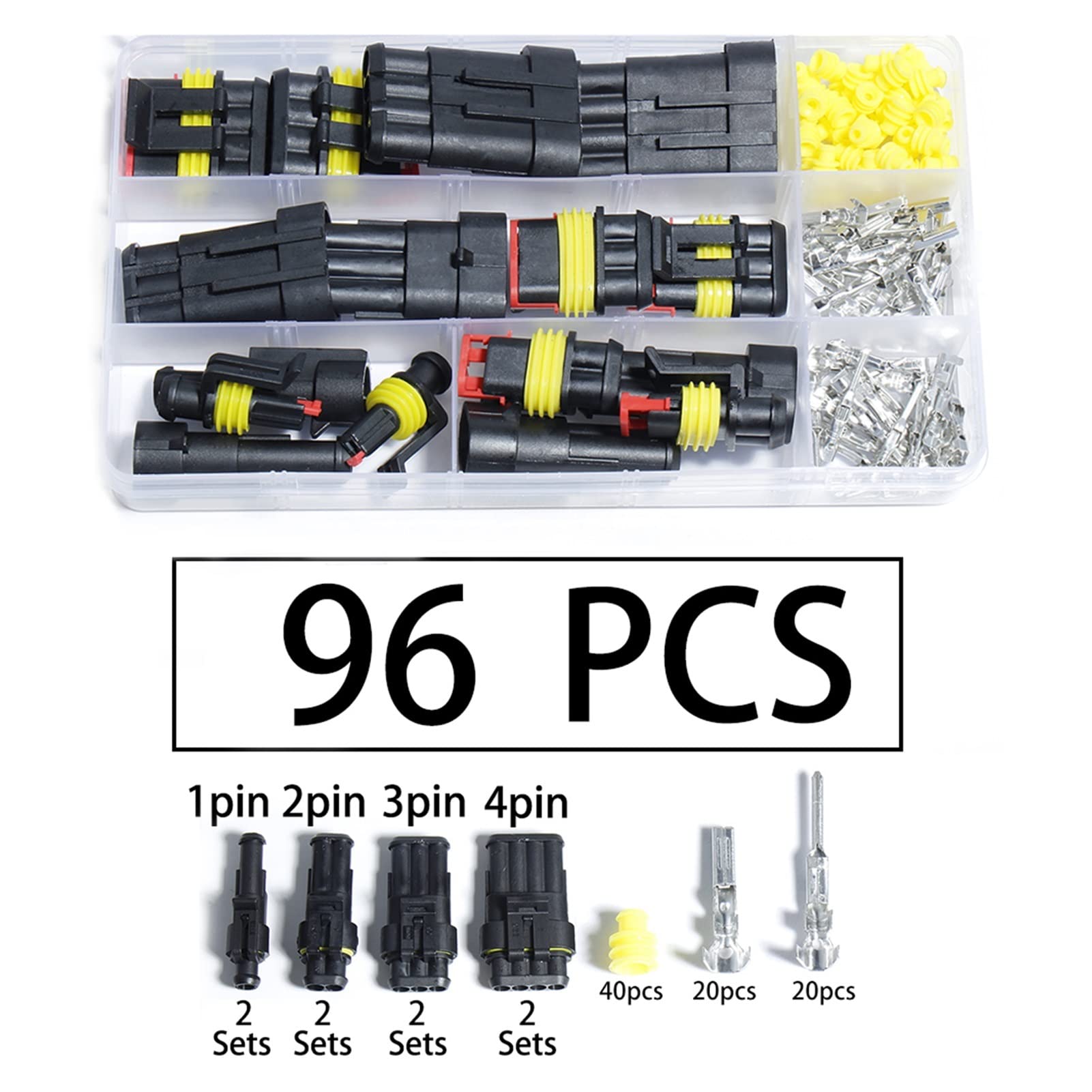 Schnellverbinder Verdrahtungsdichtung Elektrische Anschluss-Kabelbaum wasserdichte Draht Automotive Stecker Auto Crimpzange Handwerkzeuge Boot Auto Auto(96PCS) von QSBVSO