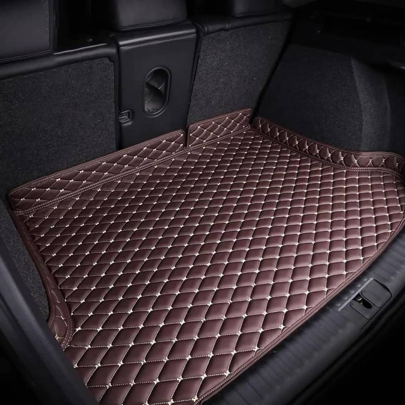 Auto Kofferraummatte für Audi Q7 7 Seats (No Slide/Left Side with Fence mesh) 2006-2015,Kofferraumwanne Schutzmatte Flacher Stil Kofferaummatte Matte Kratzfest Innere Zubehör,E von QSLLLY