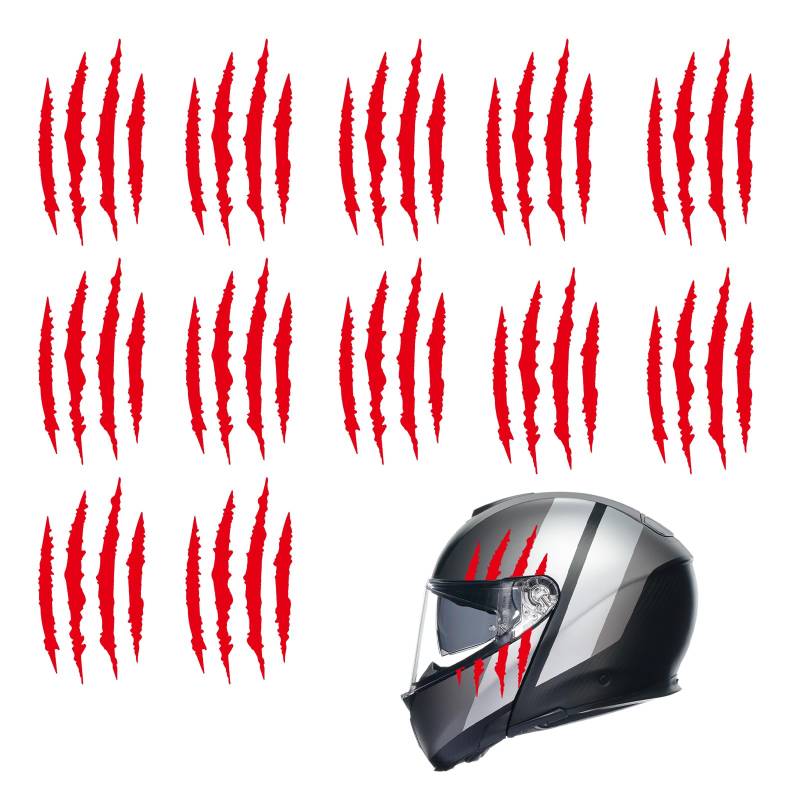 QTTRPCU 12er Set 7,5x7,5 cm Kratzer Helm Aufkleber Motorrad, Coole Motorrad Sticker, Monster Kralle Motorradsticker von QTTRPCU