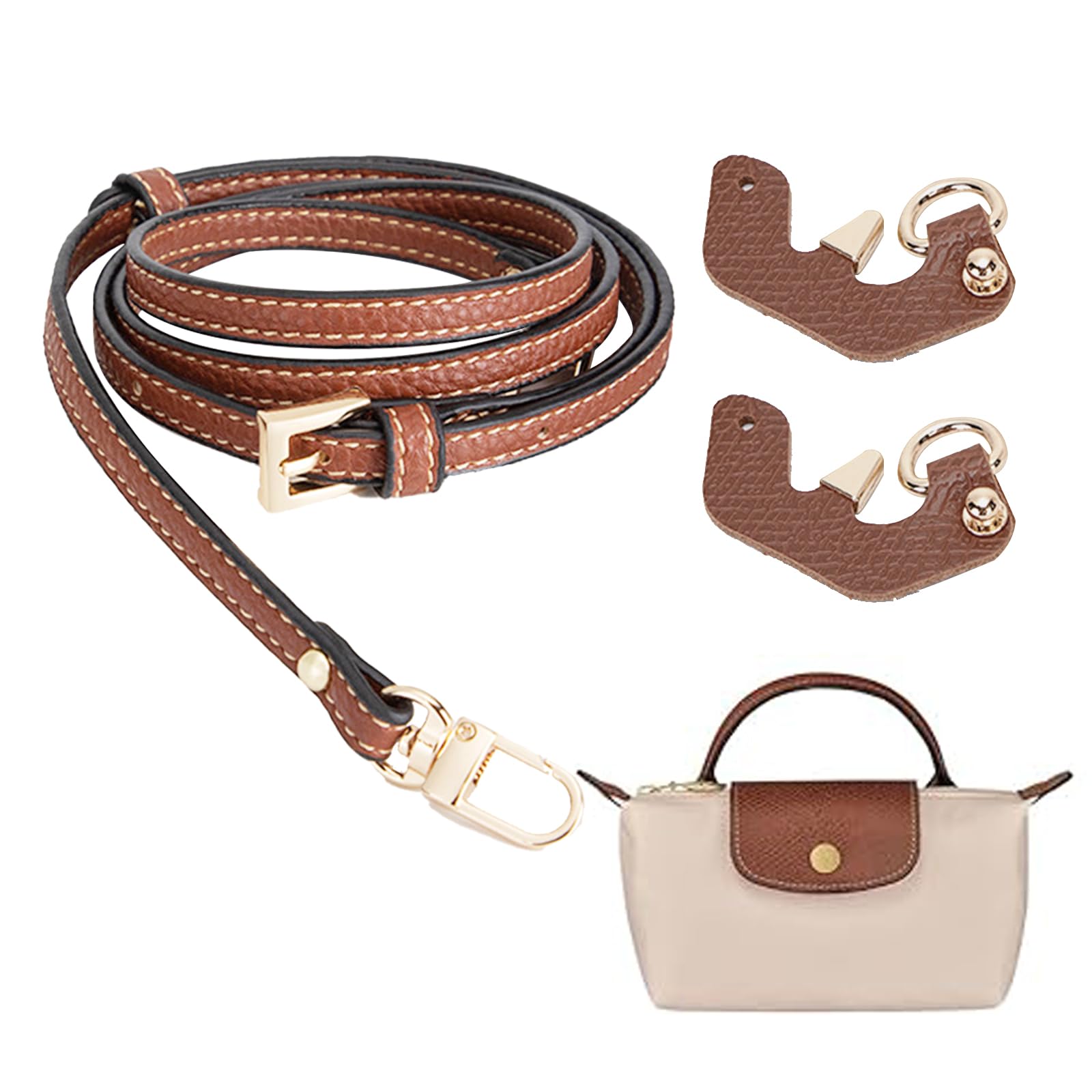 QTTRPCU Schulterriemen für Longchamp, Verstellbarer Schultergurt für Taschen, Lederriemen für Taschen (Breite des Schultergurtes 0,9cm) von QTTRPCU