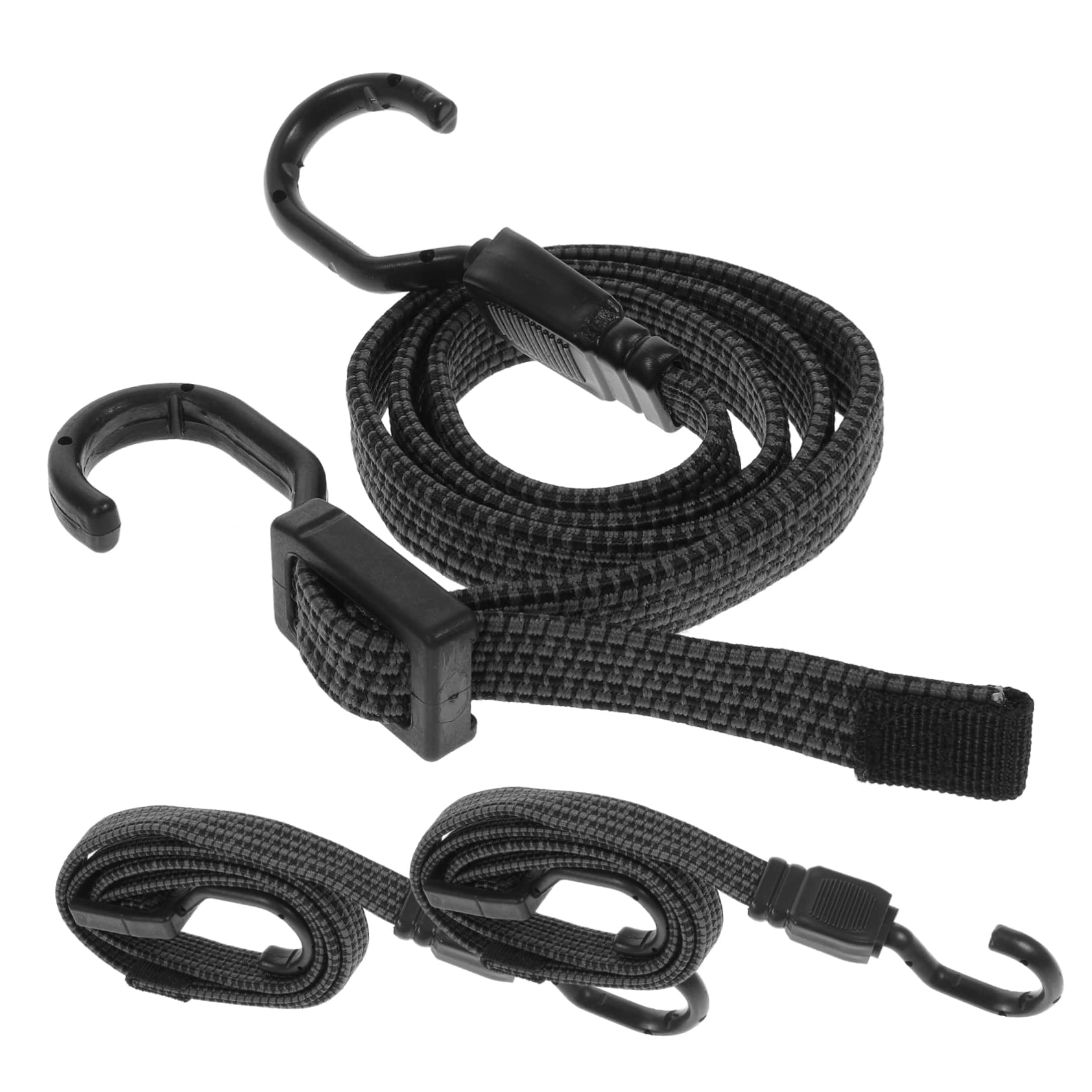 Elastisches Seil mit Haken, 3 Stück, Gepäckgurt, Schnalle, Gurte, schwarze Plane, Camping, Baldachin, Zelt, schwarze elastische Schnur von QUANANTANG