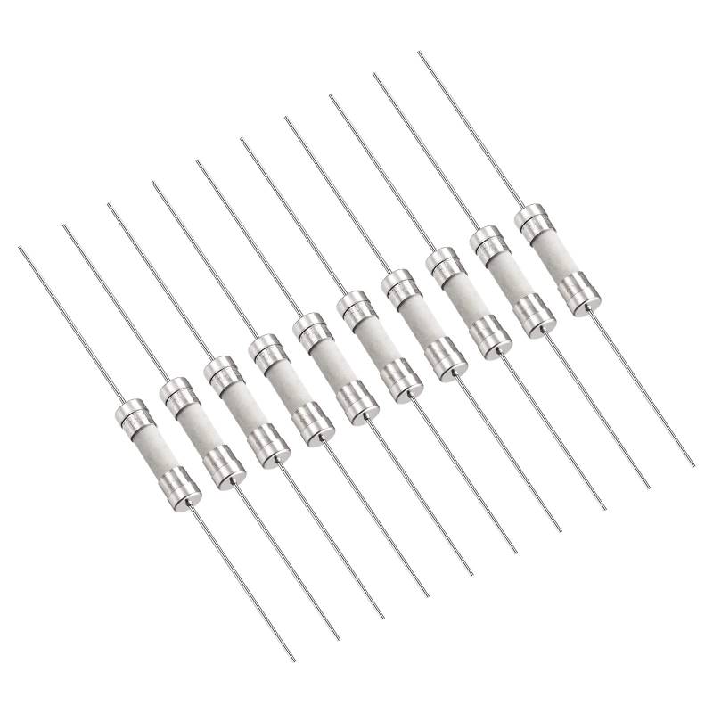 QUARKZMAN 10 Stück 250V T6.3A 5mm x 20mm Langsame Sicherung Verzögerungssicherung Keramik mit Anschluss Draht für Schaltungsgeräten Reparatur [Silberton] von QUARKZMAN