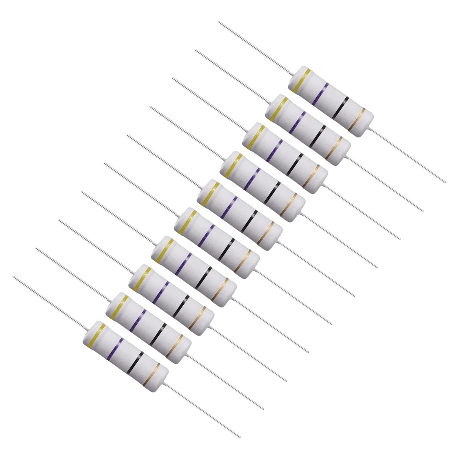 QUARKZMAN 10 Stück 47 Ohm 5 Watt Metall Oxidschicht Widerstand 5% Toleranz Widerstandskabel für DIY Elektronik Projekte [Vier Bänder Standard-UVP-Farbcode] von QUARKZMAN