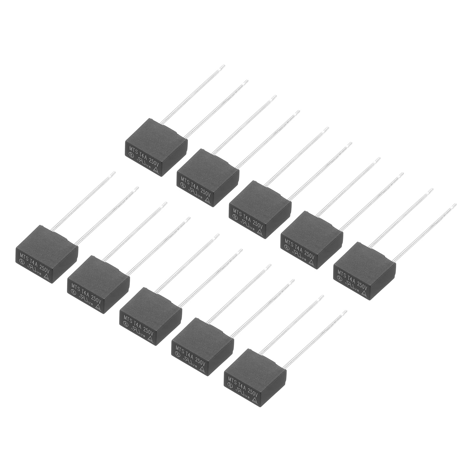 QUARKZMAN 10 Stück DIP Montierte Miniatur Quadrat Träge Mikro Sicherung Feinsicherungen Sortiment Schmelzsicherung für Elektronikteile PCB LCD Reparatur, T4A 4A 250V, Schwarz von QUARKZMAN