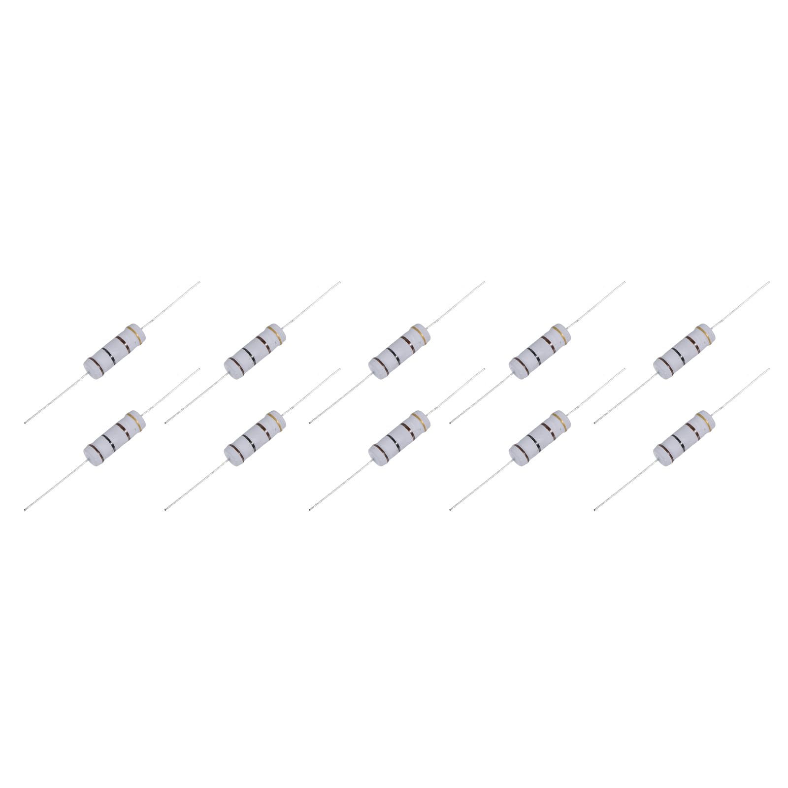 QUARKZMAN 100 Ohm 5 Watt Metall Oxide Folien Widerstand x 10Stk 5% Toleranz Widerstand Leitung für Heimwerker Elektronik Projekt [Vier Bänder Standard EIA Farbcode] von QUARKZMAN