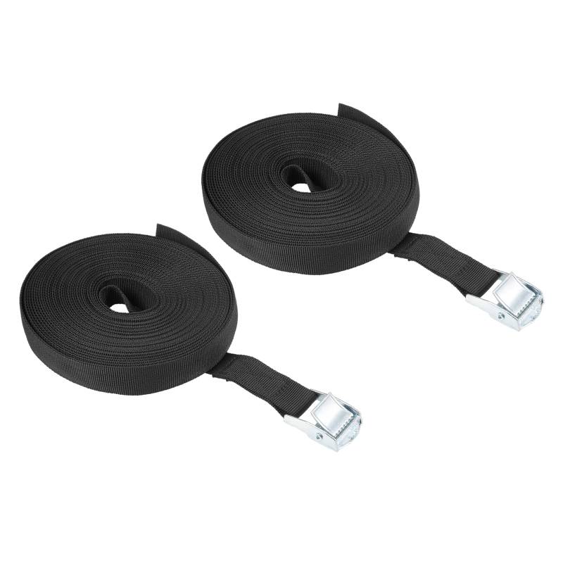 QUARKZMAN 10M x 25mm x 1.1mm Spanngurt x 2Stk Einstellbar Sichere Gurte bis zu 80Kg für Kayak und Fracht [Schwarz] von QUARKZMAN