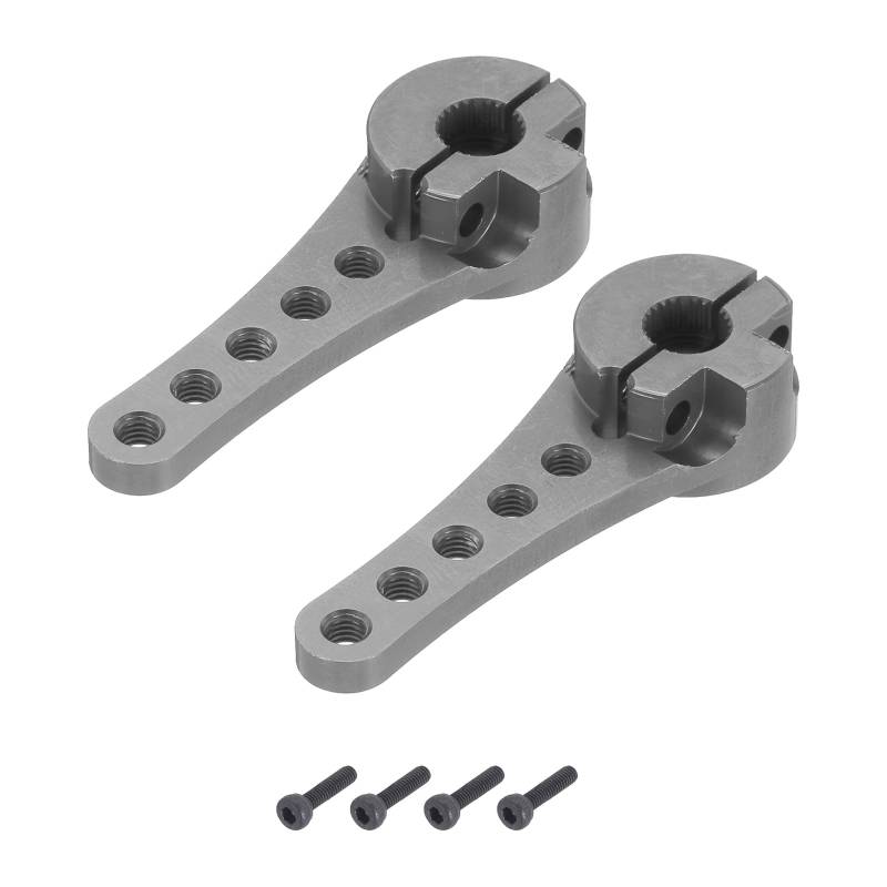 QUARKZMAN 2 Stück Aluminium Servo Horn Lang 25T Lenkarm 46mm Länge Hellgrau Geeignet für DIY RC Auto/Boot/Flugzeuge Boot Modell Zubehör mit M2.5 Schrauben von QUARKZMAN