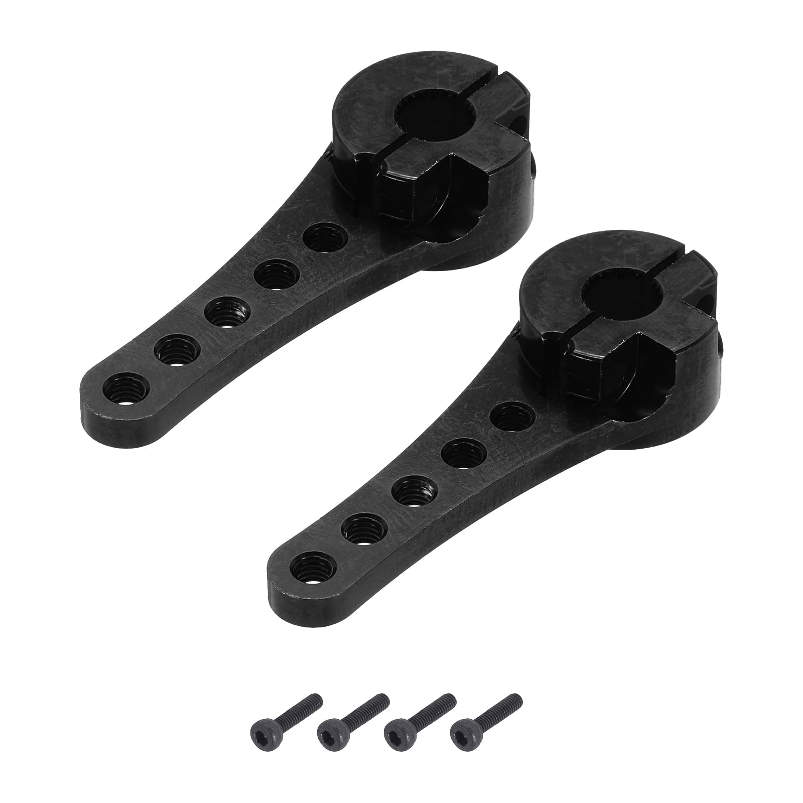 QUARKZMAN 2 Stück Aluminium Servo Horn Lang 25T Lenkarm 46mm Länge Schwarz Geeignet für DIY RC Auto/Boot/Flugzeuge Boot Modell Zubehör mit M2.5 Schrauben von QUARKZMAN