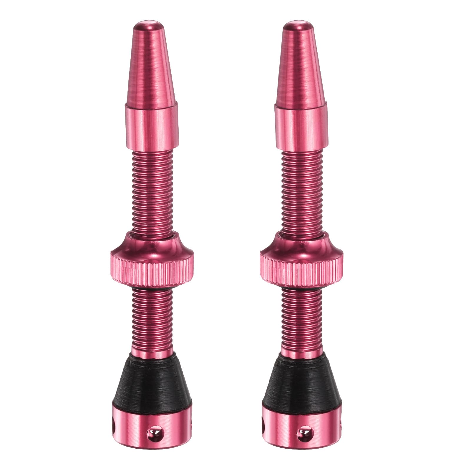 QUARKZMAN 2 Stück Tubeless Ventile 44mm Aluminiumlegierung Tubeless Ventil Super Leicht Kein Leck Langlebig mit 4 Löchern und Kappen Passend für die meisten Fahrrad Tubeless Felgen, Pink von QUARKZMAN