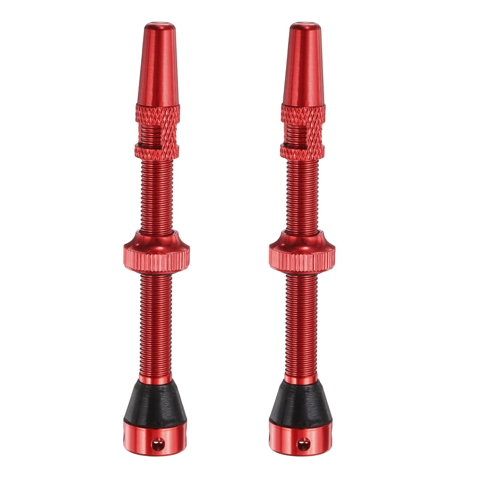 QUARKZMAN 2 Stück Tubeless Ventile 60mm Aluminiumlegierung Tubeless Ventil Entfernungskappen mit 4 Löchern Super Leicht Kein Leck Passend für die meisten Fahrrad Tubeless Felgen, Rot von QUARKZMAN