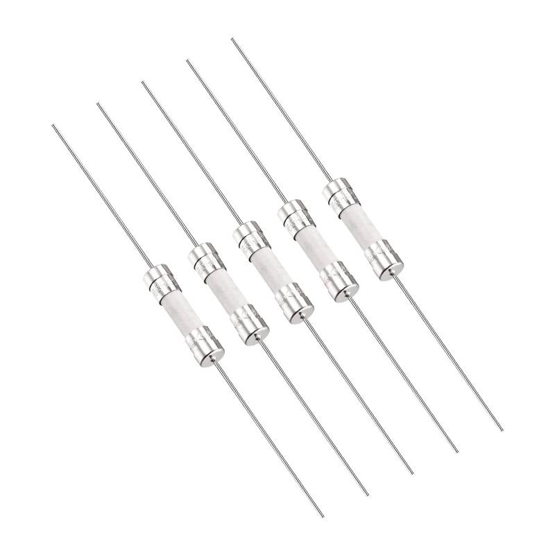 QUARKZMAN 5 Stück 250V T2A 5mm x 20mm Langsame Sicherung Verzögerungssicherung Keramik mit Anschluss Draht für Schaltungsgeräten Reparatur [Silberton] von QUARKZMAN