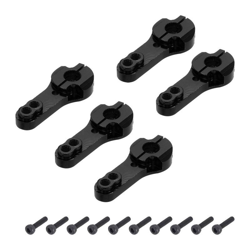 QUARKZMAN 5 Stück Aluminium Servo Horn 25T Lenkarm 35mm Länge Schwarz Geeignet für DIY RC Auto/Boot/Flugzeuge Boot Modell Zubehör mit 2 Stück Schrauben von QUARKZMAN