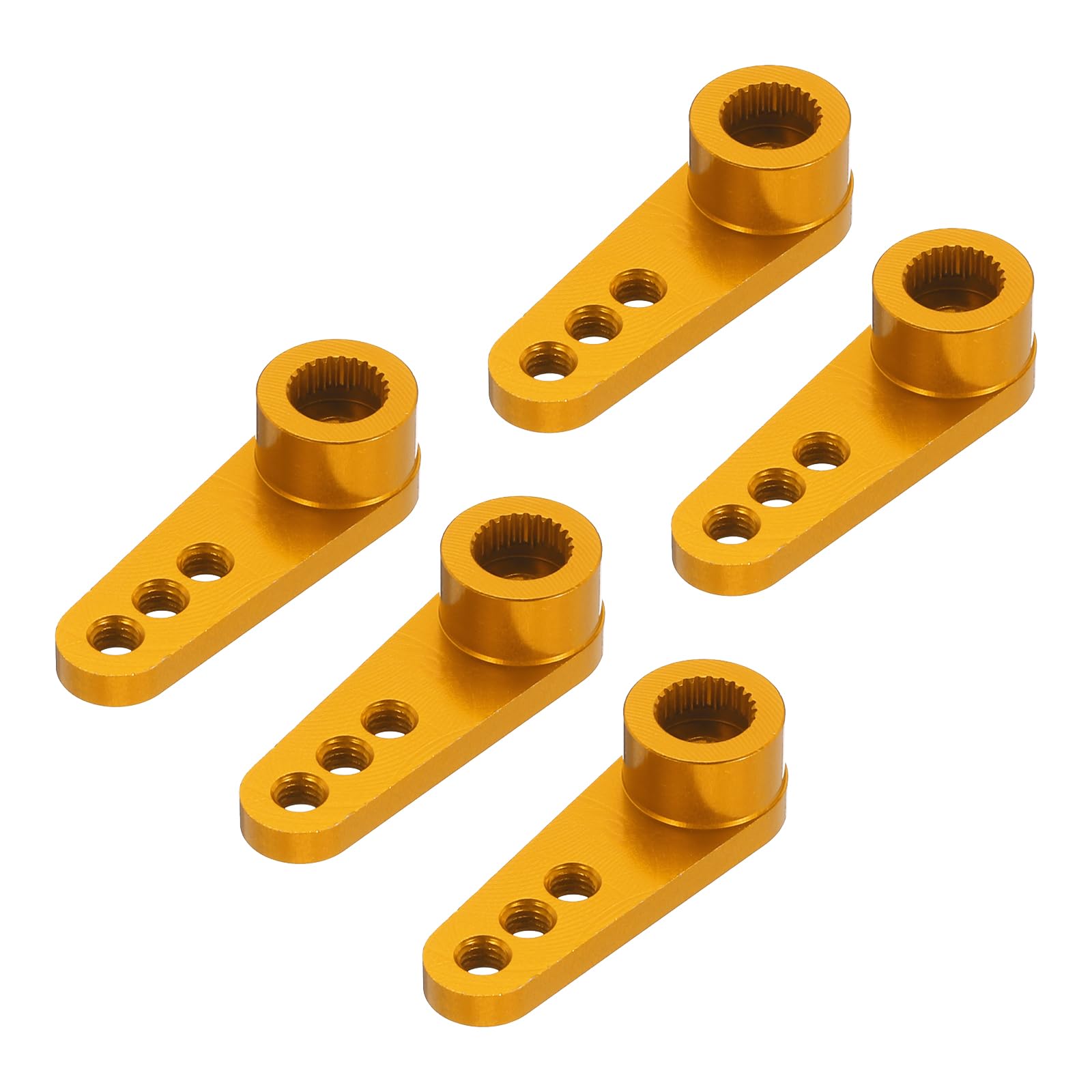 QUARKZMAN 5 Stück Aluminium Servo Horn 25T Servo Horn Lenkung Kurzer Arm 28mm Länge Gold Geeignet für DIY RC Auto/Boot/Flugzeuge Boot Modell Zubehör von QUARKZMAN