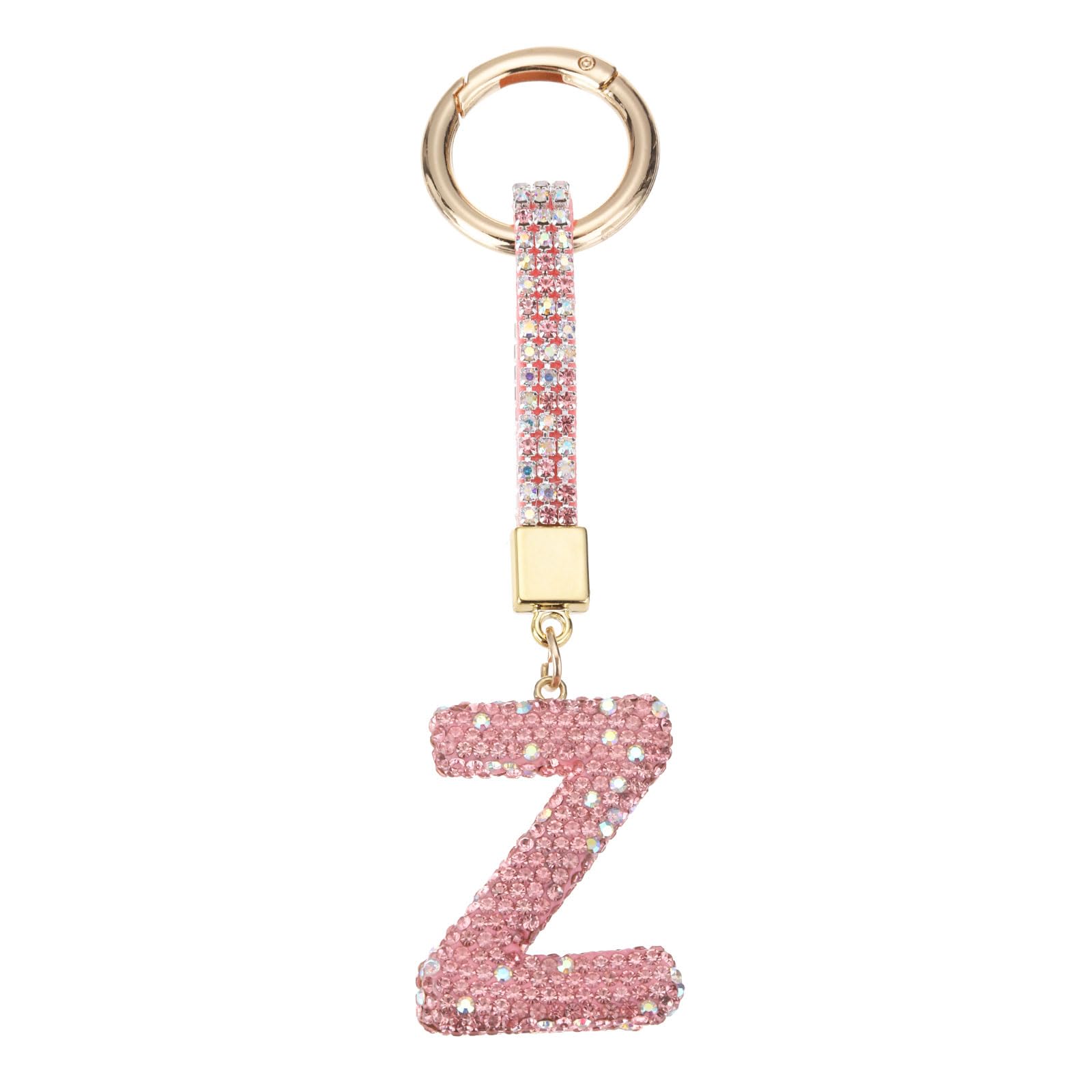 QUARKZMAN Bling Auto Buchstaben Anhänger, Auto Rückspiegelanhänger Rosa Initialbuchstabe Innenraumdekoration Hängende Kristallornamente für Frauen, Taschen DIY, Z von QUARKZMAN