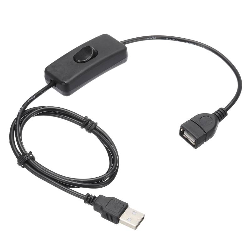 QUARKZMAN USB-Kabel mit Ein/Aus-Kippschalter, USB-Stecker auf USB-Buchse Verlängerungskabel 1,0m Schwarz, für LED-Schreibtischlampe LED-Streifen von QUARKZMAN