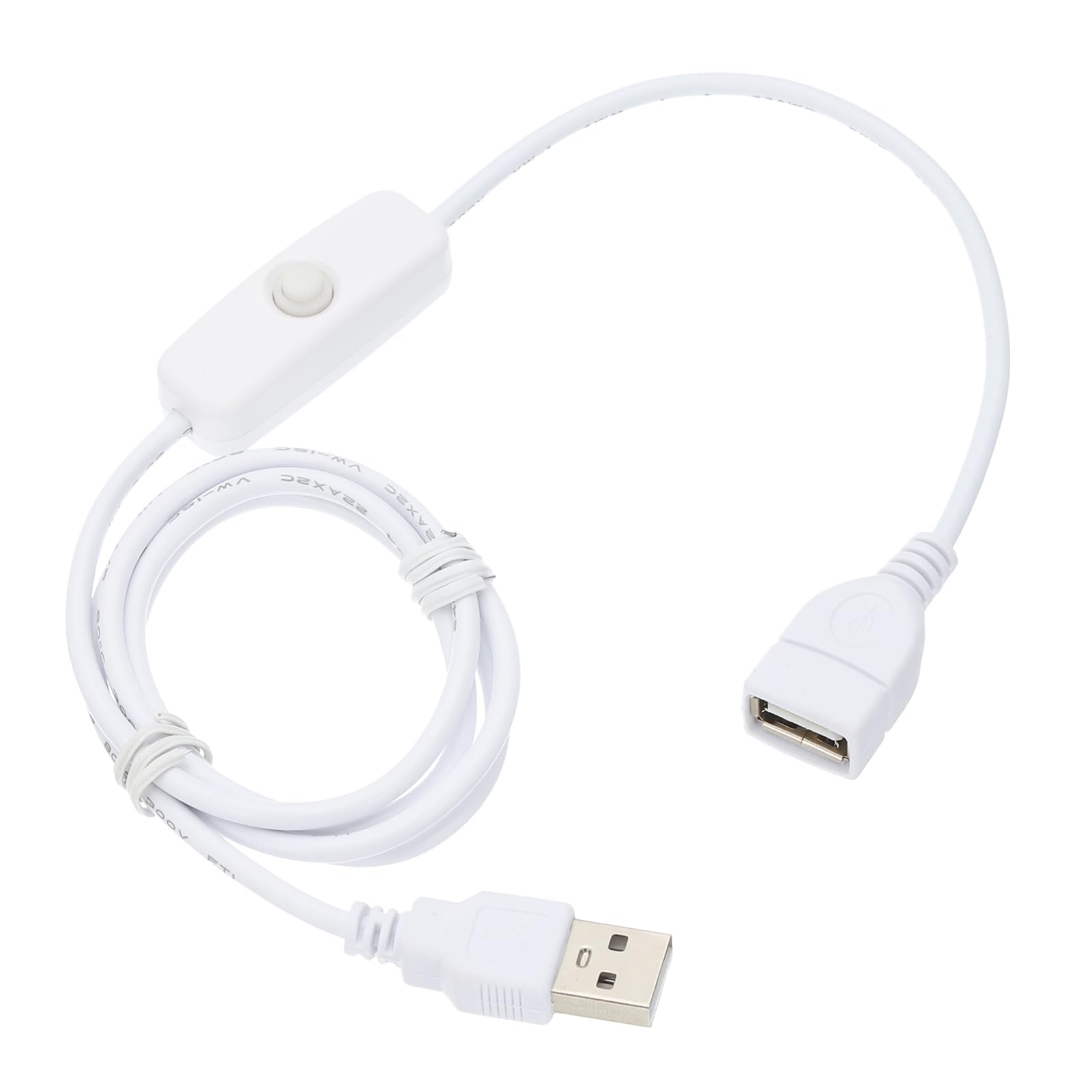 QUARKZMAN USB-Kabel mit Ein/Aus-Schalter, USB-Stecker auf Buchse Verlängerungskabel 1,0 m Weiß, für LED-Schreibtischlampe LED-Streifen von QUARKZMAN