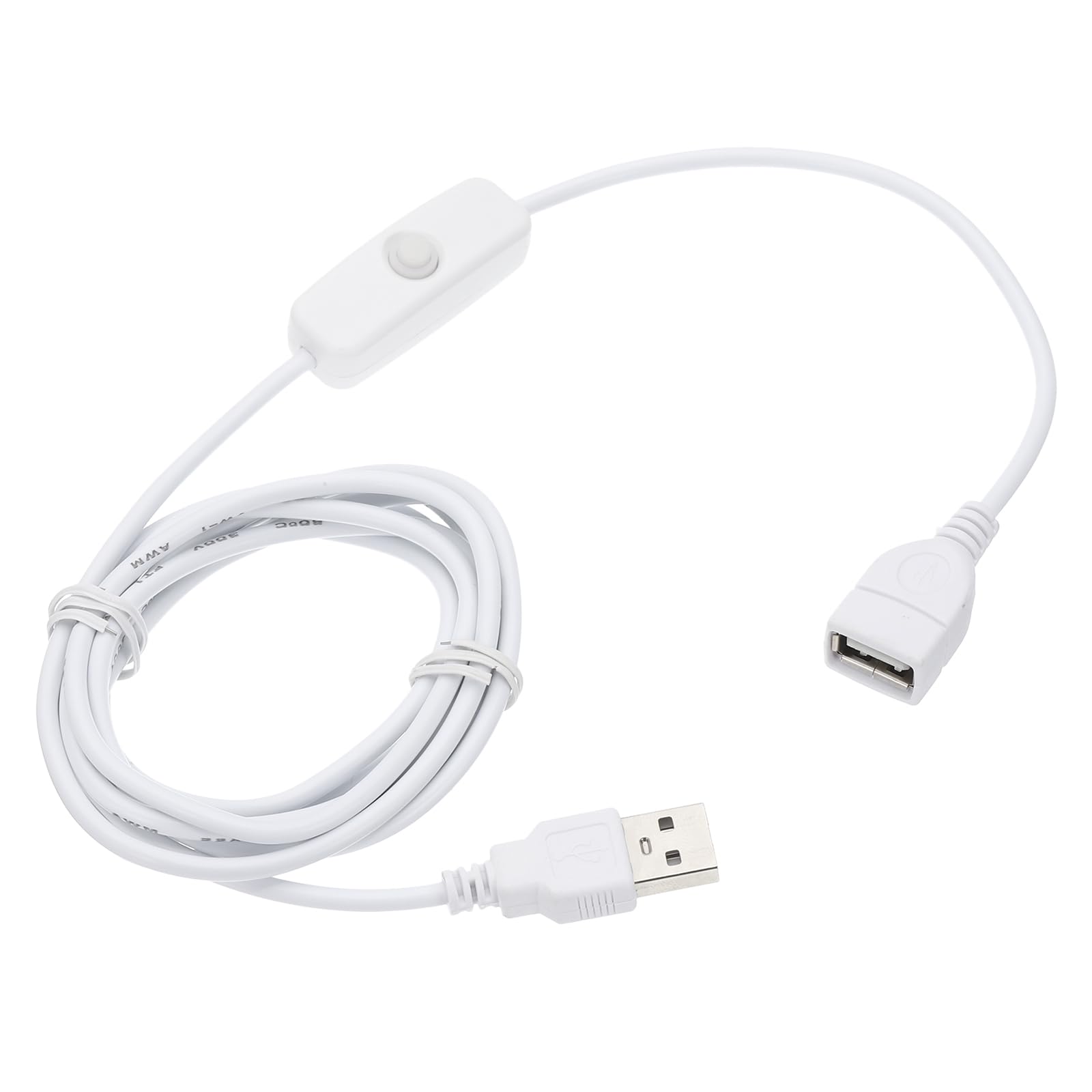 QUARKZMAN USB-Kabel mit Ein/Aus-Schalter, USB-Stecker auf Buchse Verlängerungskabel 2,0m Weiß, für LED-Schreibtischlampe LED-Streifen von QUARKZMAN