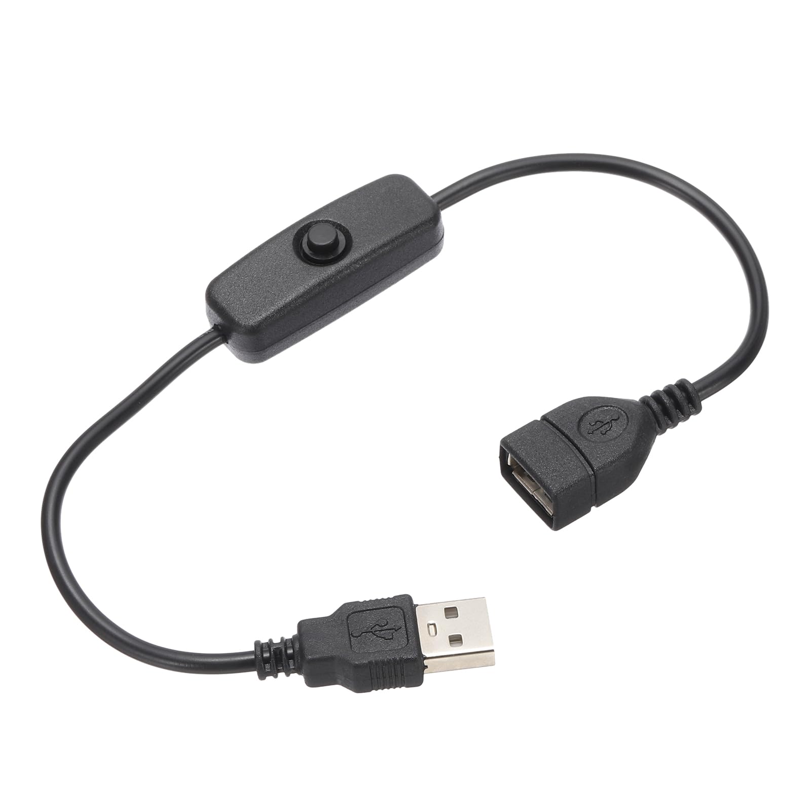 QUARKZMAN USB-Kabel mit Ein/Aus-Schalter, USB-Stecker auf Buchse Verlängerungskabel 28cm Schwarz, für LED-Schreibtischlampe LED-Streifen von QUARKZMAN