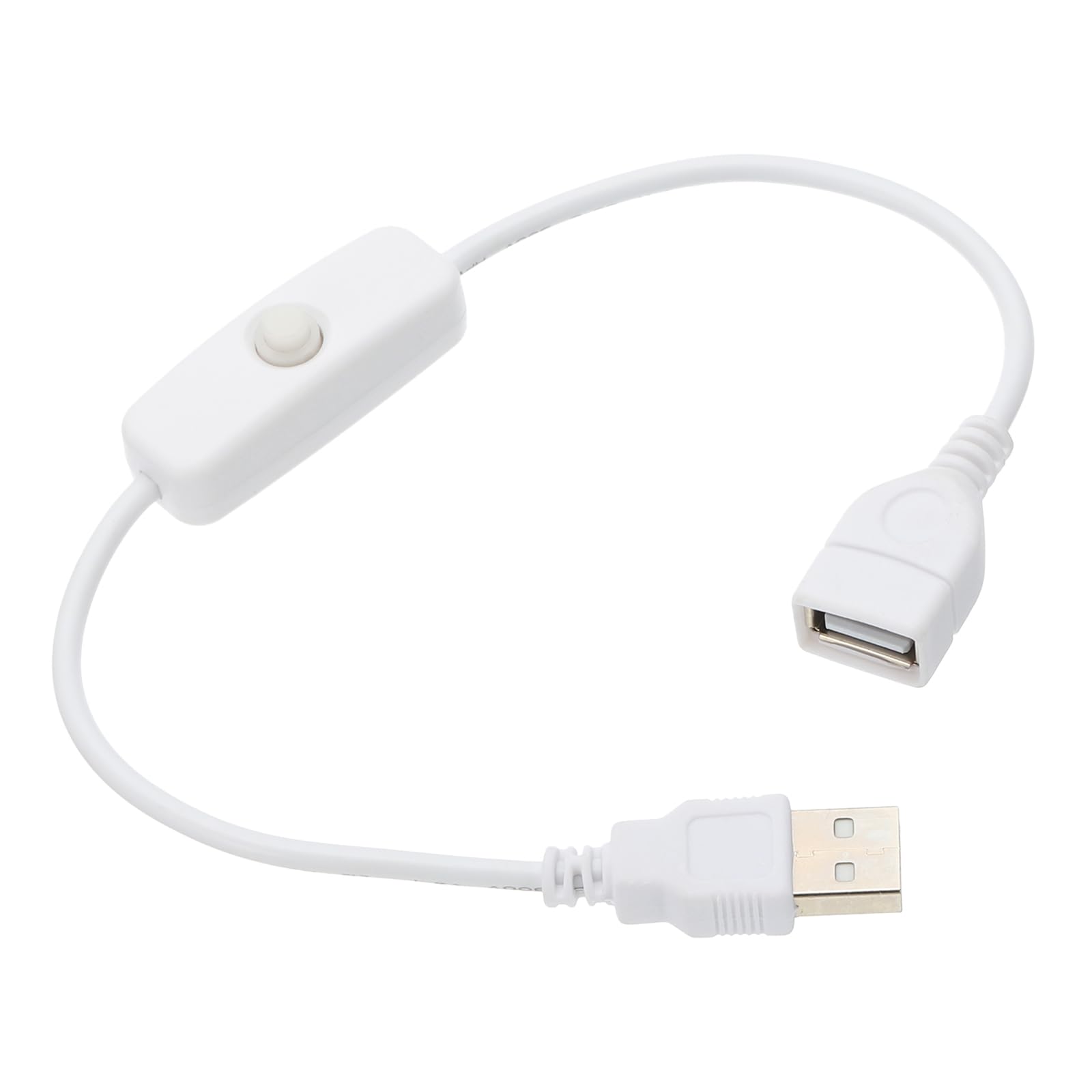 QUARKZMAN USB-Kabel mit Ein/Aus-Schalter, USB-Stecker auf Buchse Verlängerungskabel 28cm Weiß, für LED-Schreibtischlampe LED-Streifen von QUARKZMAN