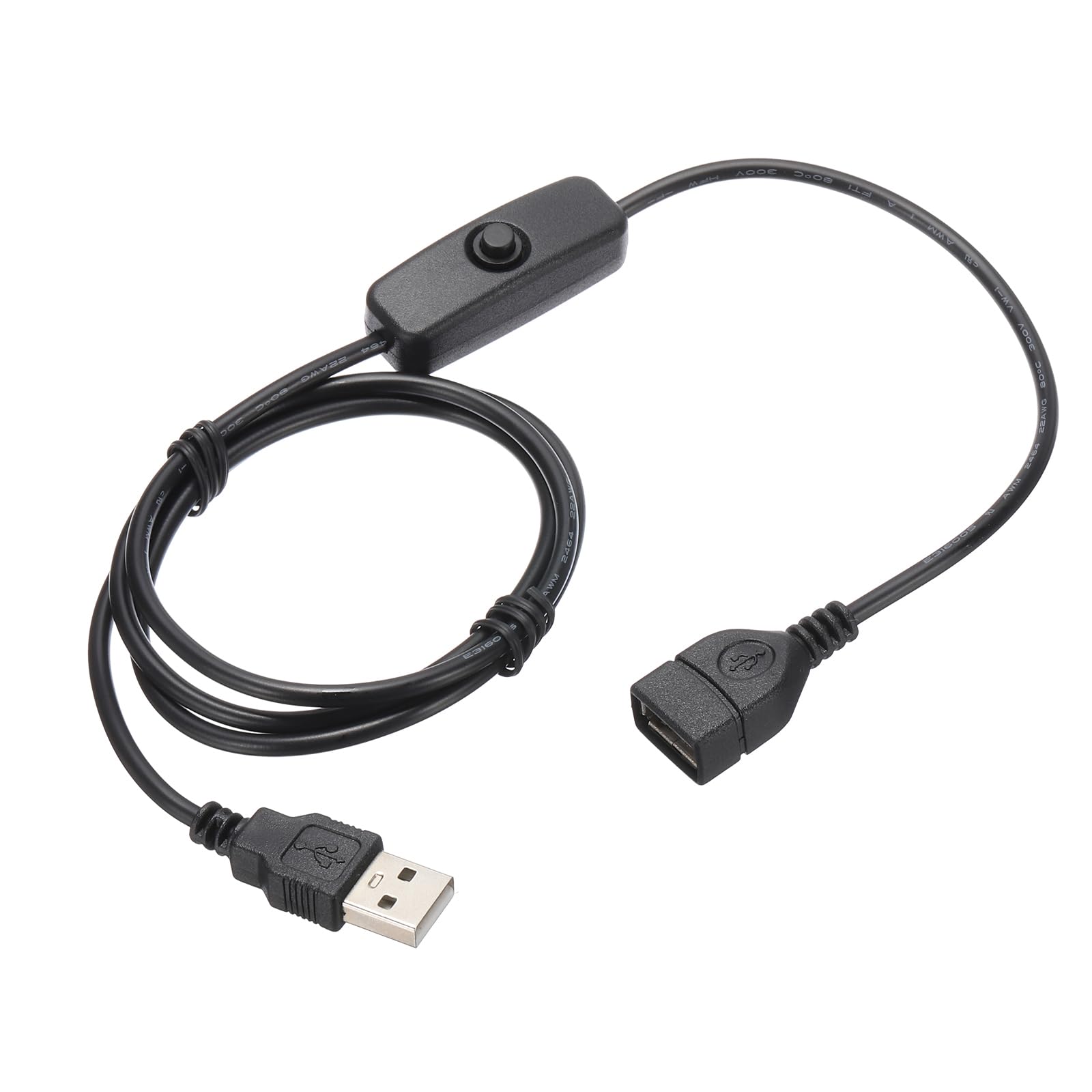 QUARKZMAN USB-Verlängerungskabel mit Ein/Aus-Schalter 1m USB-Stecker auf Buchse Verlängerungskabel für Schreibtischlampe Ventilator LED-Lichtstreifen Schwarz Packung mit 1 von QUARKZMAN