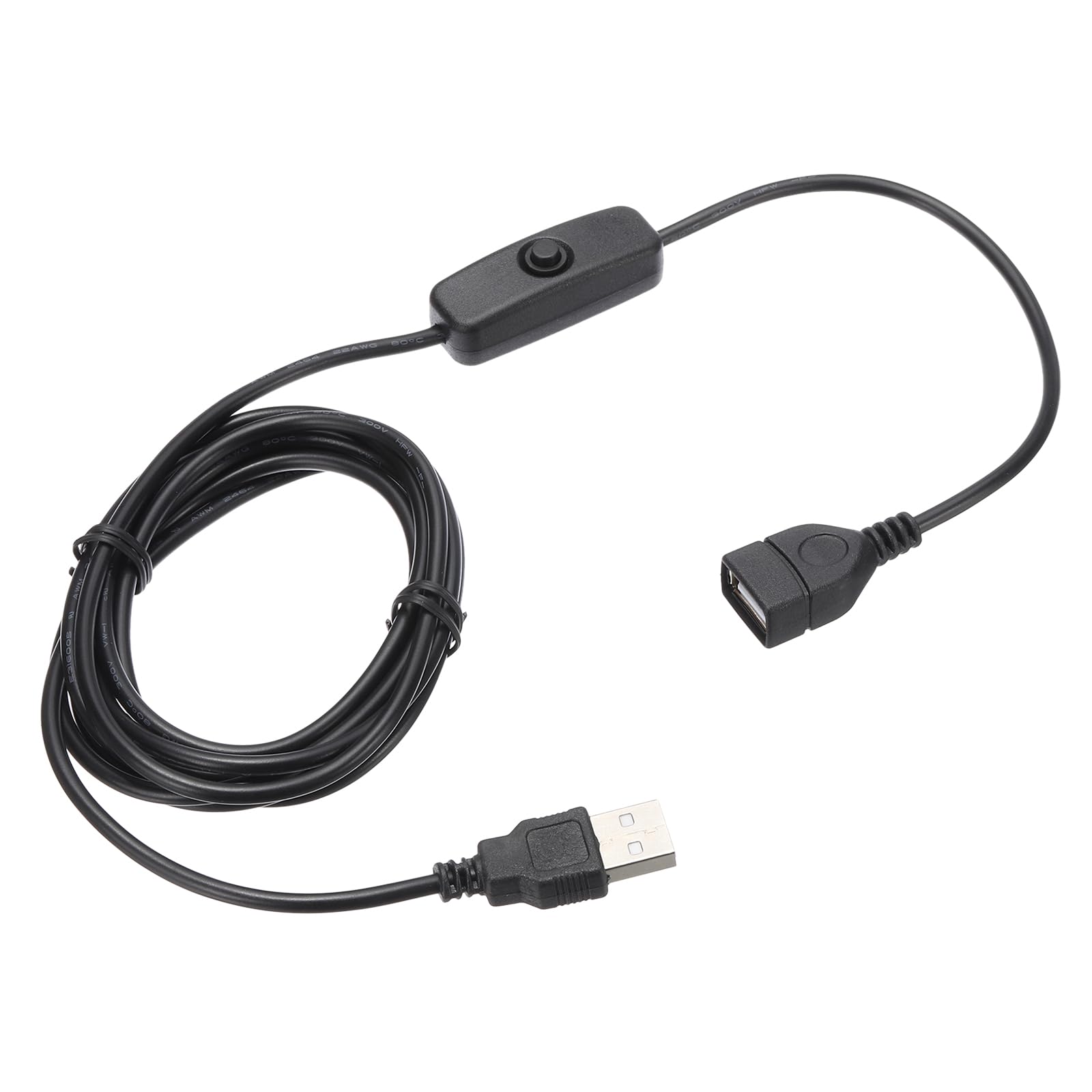 QUARKZMAN USB-Verlängerungskabel mit Ein/Aus-Schalter 2m USB-Stecker auf Buchse Verlängerungskabel für Schreibtischlampe Ventilator LED-Lichtstreifen Schwarz Packung mit 2 von QUARKZMAN