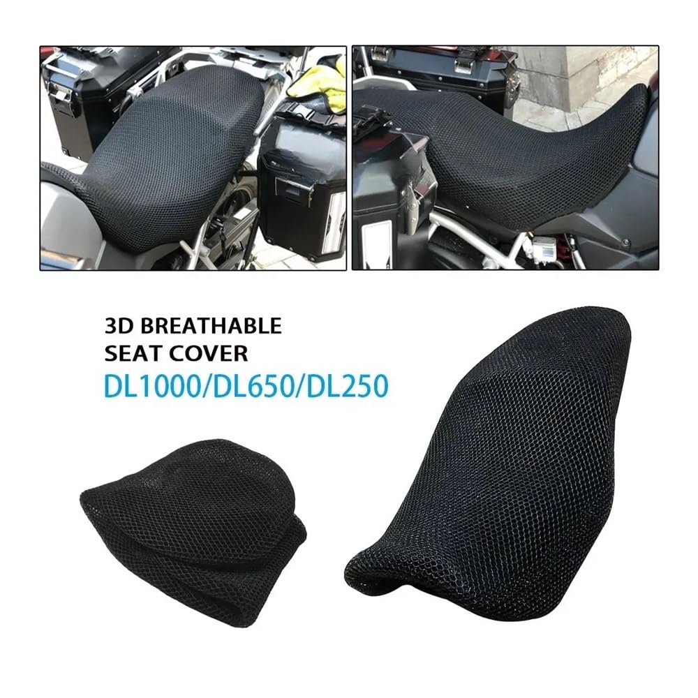 QUHFRSNML Motorrad Sitzbankbezug Motorrad Anti-Slip 3D Mesh Stoff Sitzbezug Atmungsaktive wasserdichte Kissen Für Suz&uki V-Strom VStrom DL1000 DL650 DL250 DL 650 von QUHFRSNML