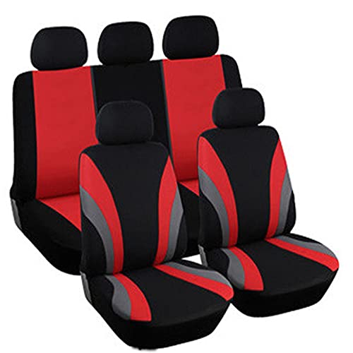 QUHOGJU 9 Stück Schonbezug Autositz Kompletter Set für Mazda CX-5 2017-2023, Stoff Vordersitze und Rücksitze Autositzbezüge Satz Sitzschoner, Kompatibel Airbag Zubehör,A/RED von QUHOGJU