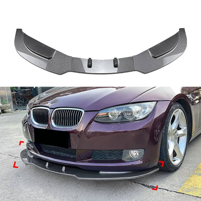 QUNINE Frontlippe Frontspoiler für BMW 3 Series E92 E93 2006-2013, Carbonfaser-Textur, Schwarz, Kohlenstofffaser, Angeschraubt oder Einschraubbar, Front von QUNINE