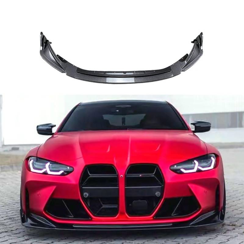 Auto Frontlippe Frontspoiler für BMW M3 M4 G80 G82 2021+, Frontstoßstange Lippe Spoiler Lip Splitter Diffusor Auto Frontspoiler Auto Zubehör,2 Carbon Fiber Texture von QUNINE