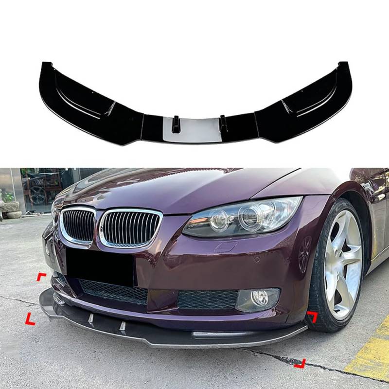 QUNINE Auto Frontlippe Frontspoiler für BMW 3 Series E92 E93 2006-2013, Frontstoßstange Lippe Spoiler Lip Splitter Diffusor Auto Frontspoiler Auto Zubehör,1 Bright Black von QUNINE