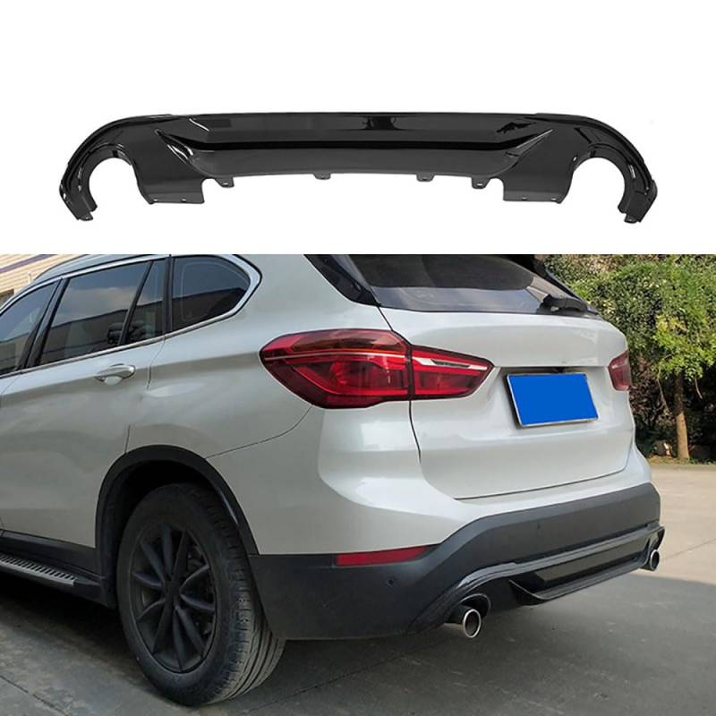 QUNINE Auto Heckschürze Lippe Diffusor für BMW X1/F48/F49 MP Style, Lippe Spoiler Heckdiffusor Heckspoiler Stoßstange Schützen Abdeckung Zubehör,1 Bright Black von QUNINE