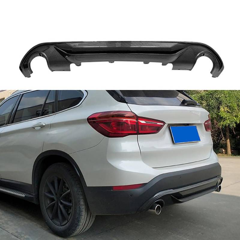 QUNINE Auto Heckschürze Lippe Diffusor für BMW X1/F48/F49 MP Style, Lippe Spoiler Heckdiffusor Heckspoiler Stoßstange Schützen Abdeckung Zubehör,2 Carbon Fiber Texture von QUNINE