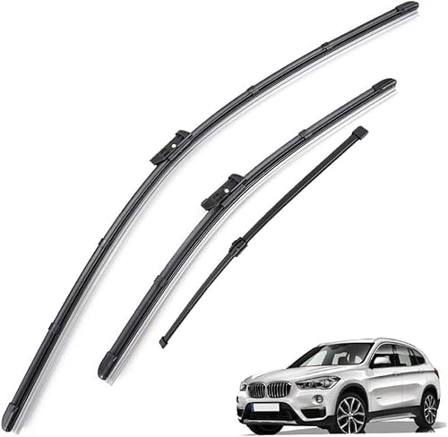 Wiper LHD Front Rear Wiper Blades Set Compatible für BMW X1 F48 2015-2022 Windshield Windscreen Window Rain Brushes von QUNINE