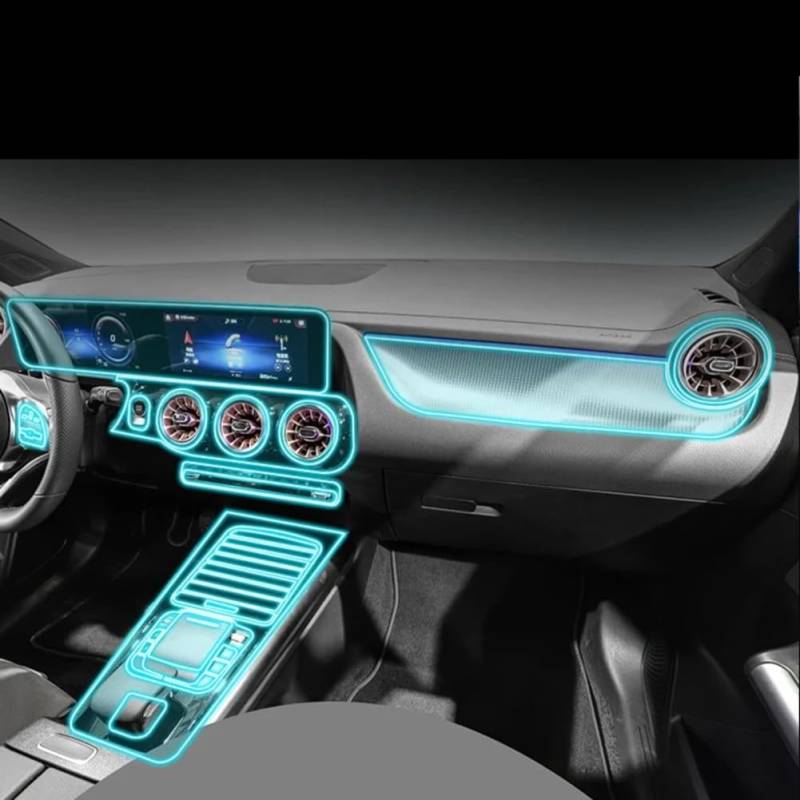 TPU, für Mercedes Benz EQA 2021 2022 Transparente Folie Autoinnenraumaufkleber Mittelkonsole Getriebetür Navigation Armaturenbrett von QUNZHUOYA