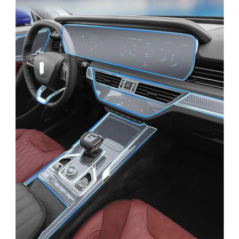 TPU-Transparentfolie, Für Hongqi HS5 2019-2022 Autoinnenraumaufkleber Mittelkonsole Gang Navigation Armaturenbrett Türfenster Panel von QUNZHUOYA