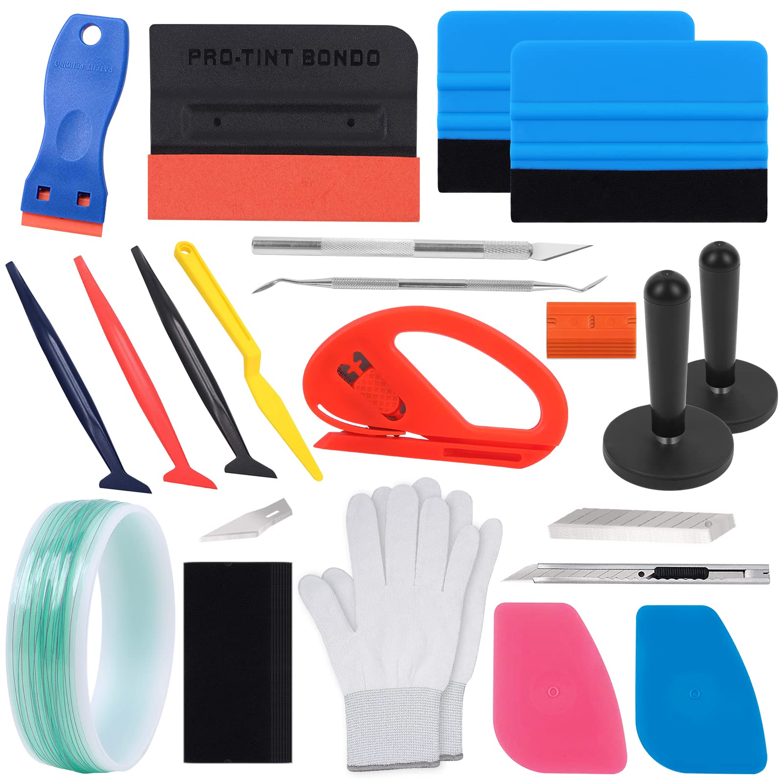 Auto Vinyl Werkzeug Kit, Autofolie Rakel Set für Tönungsfolie Auto Wrap Autofolien Tönungsfolie Lackschutzfolie Set Wraps Tool Micro Rakel Filzrakel Folienschneider für Car Wrapping Folie, 35 STK von QUOTRE