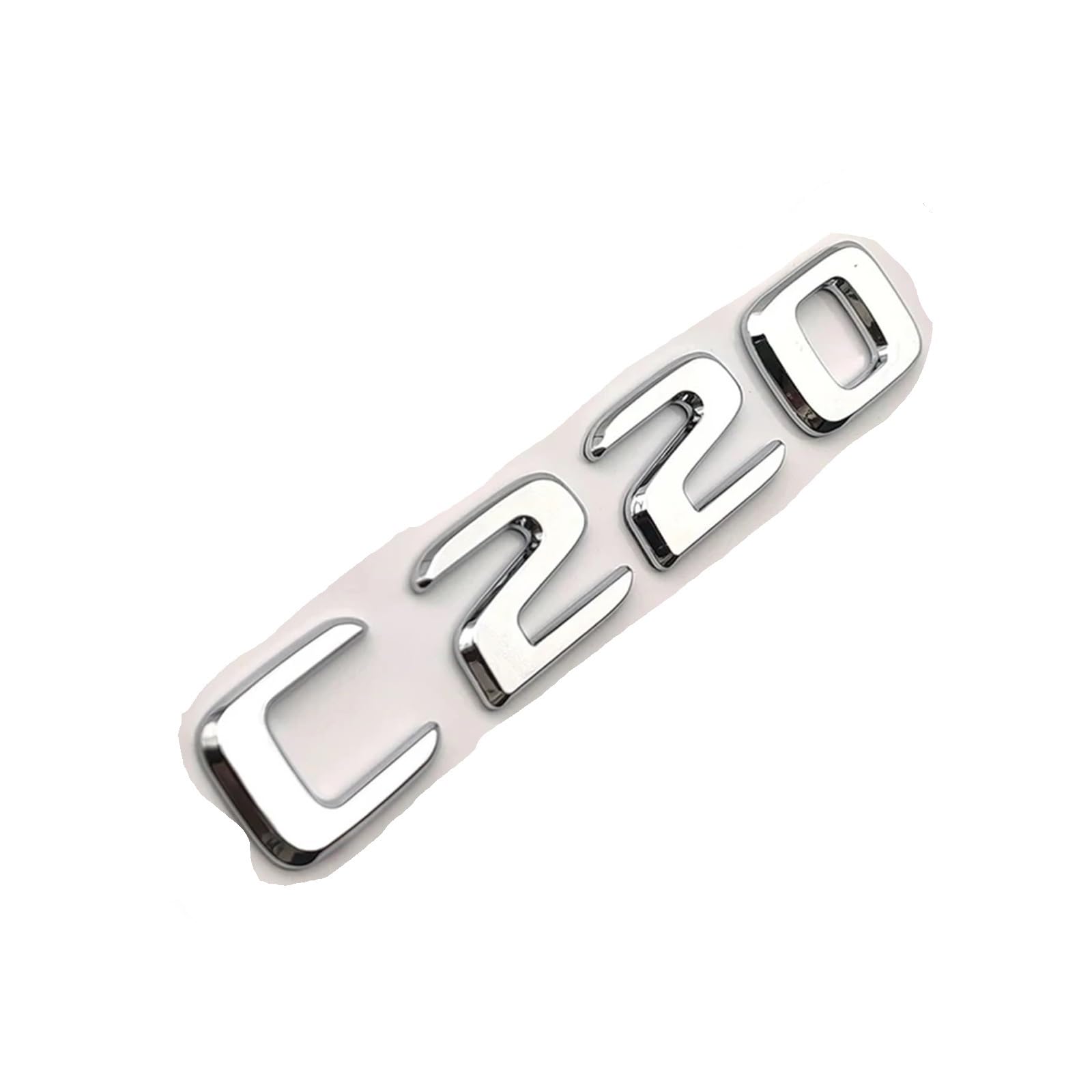 ABS-Schwarzchrom-Buchstaben, 3D-Kofferraum-Buchstabenabzeichen, kompatibel mit C 200 220 300 C200 C220 C300 C320, Logo-Aufkleber, Zubehör(C220 Chrome) von QUPXBE