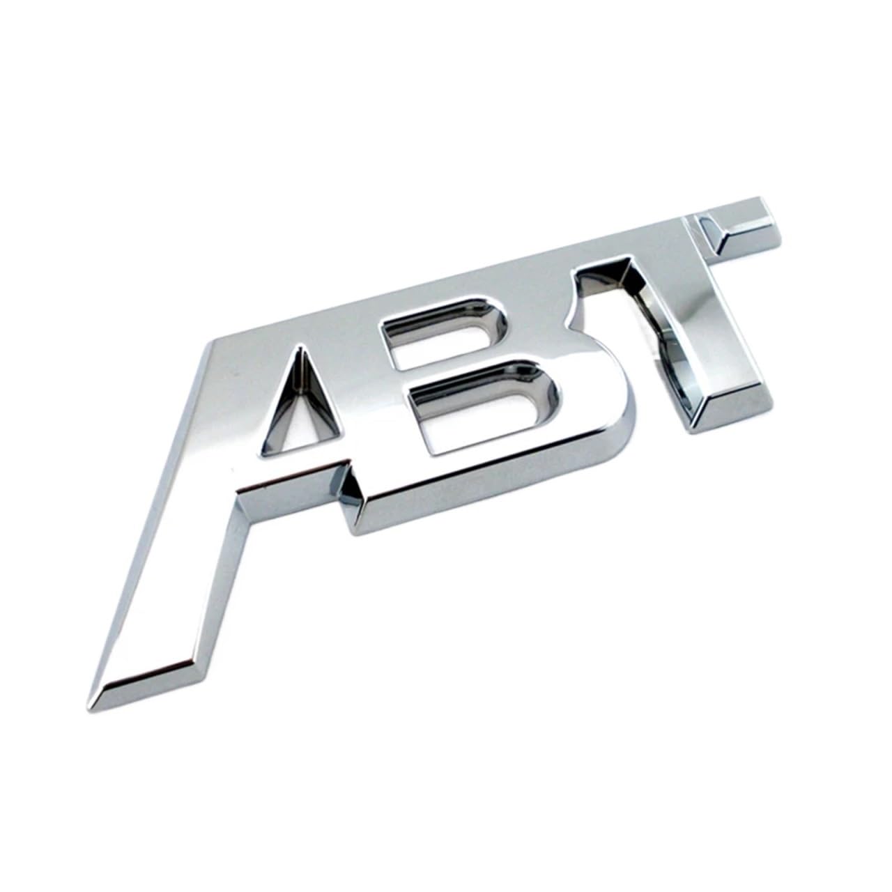 ABT 3D-Aufkleber, Chrom, Silber, glänzend, Schwarz, selbstklebend, für die Rückseite des Autos, Emblem (Silber, klein) von QUPXBE