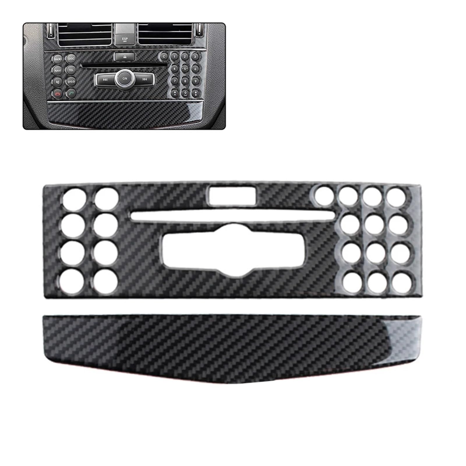 Console Panel Auto Center Console Klimaanlage CD Panel Abdeckung Trim Für Für Benz C Klasse W204 C200 C260 C300 C180 2007-10 Carbon Fiber Konsolenverkleidung(No Hole) von QUTBAG