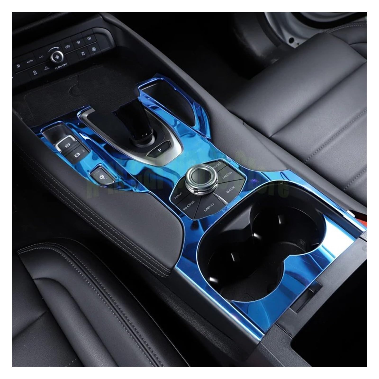 Console Panel Für Haval F7 F7X Auto Getriebe Panel Cup Rahmen Dekoration Zierleisten Zubehör Edelstahl Innenleisten Chrom 2020-2019 Konsolenverkleidung(Blau) von QUTBAG