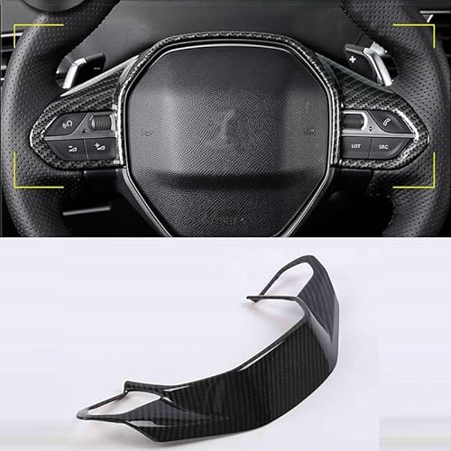 Interieur Zubehör Für Peugeot 3008 5008 GT 2017 2018 2019 2020 2021 2022 2023 3008GT 5008GT Lenkrad Taste Panel Trim Abdeckung Innen Zierleisten Dekoration (Farbe : Carbon Fibre) von QUTBAG