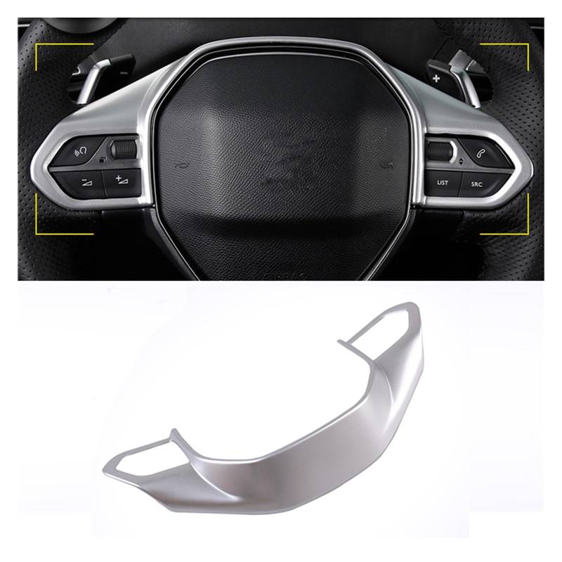 Interieur Zubehör Für Peugeot 3008 5008 GT 2017 2018 2019 2020 2021 2022 2023 3008GT 5008GT Lenkrad Taste Panel Trim Abdeckung Innen Zierleisten Dekoration (Farbe : Silber) von QUTBAG