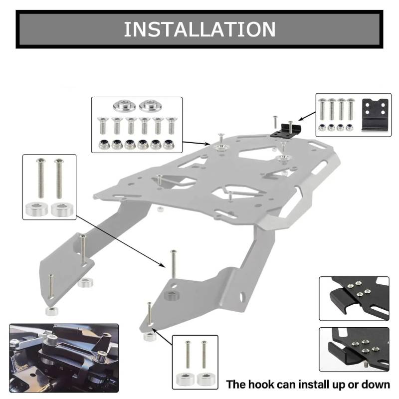 Motorrad-Gepäckträger Hinten Für CB500X Für CB500F Für CB400X Für CB 500 400 XF 2012 2013 2014 2015-2023 Motorrad Tailrack Heckträger Gepäckträger Fixierhalter Frachthalterung Gepäckablage(Chrom) von QUTBAG