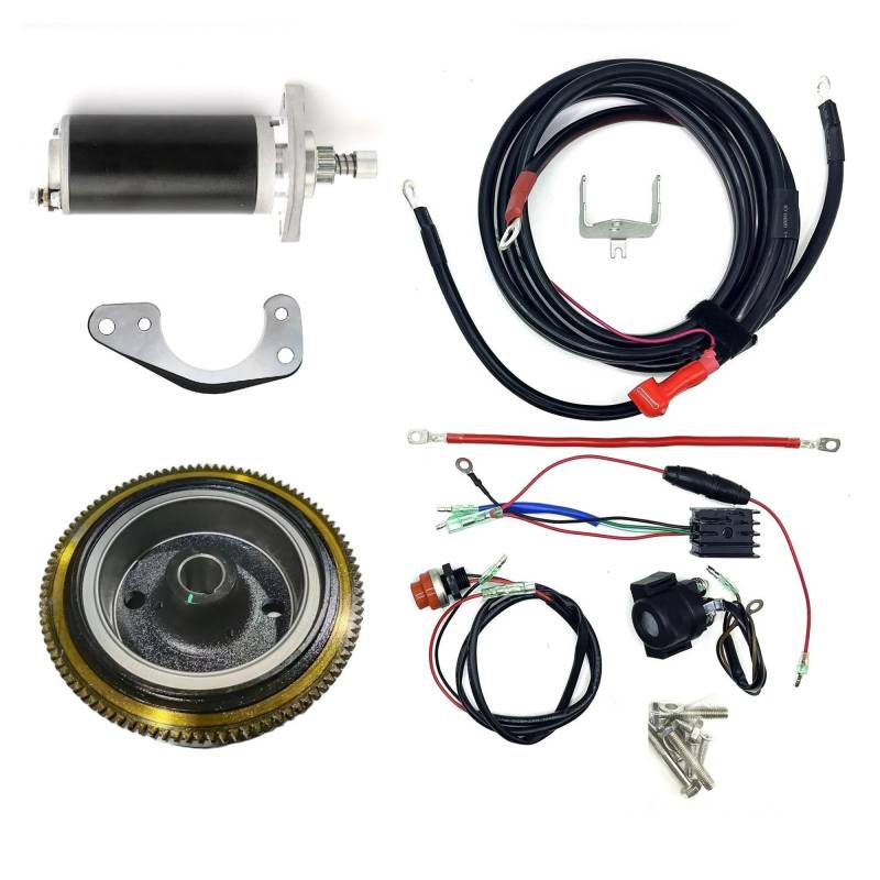 Starter ELEKTROSTART-SCHWUNGRAD-KIT FÜR Mercury FÜR TOHATSU 2-TAKT FÜR AUSSENBORDMOTOR 15 PS 18 PS Anlasser Motor(Without Coil) von QUTBAG