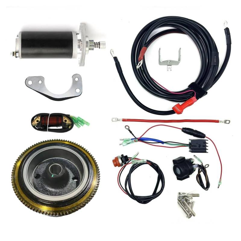 Starter ELEKTROSTART-SCHWUNGRAD-KIT FÜR Mercury FÜR TOHATSU 2-TAKT FÜR AUSSENBORDMOTOR 15 PS 18 PS Anlasser Motor(with Coil) von QUTBAG