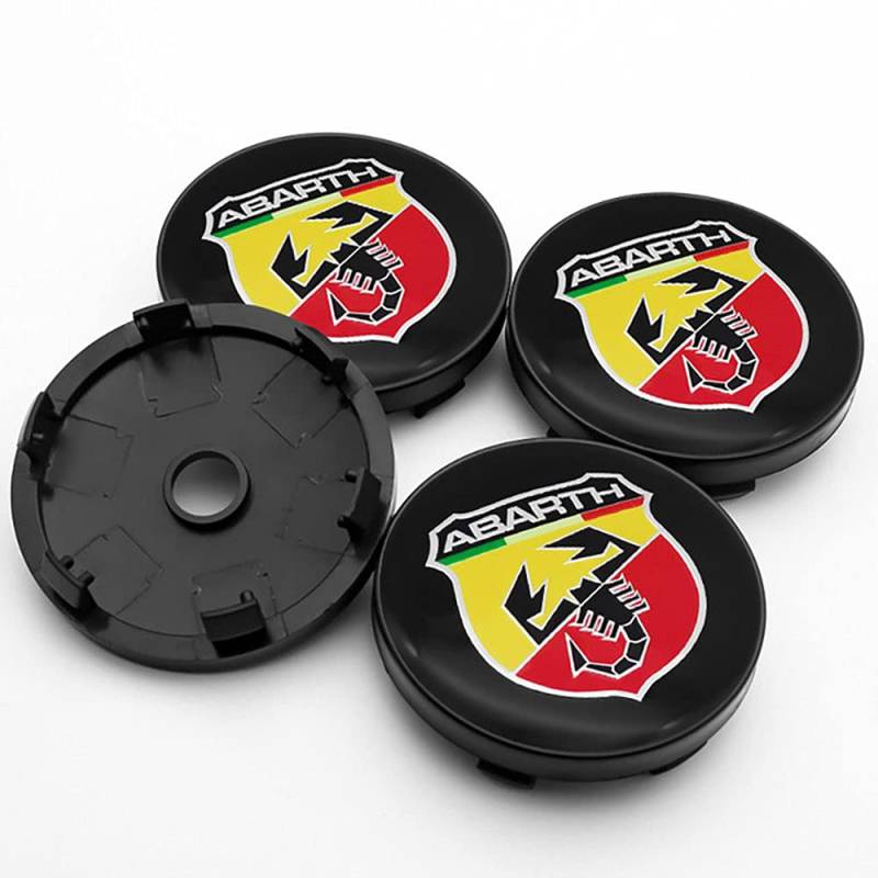 QUXING 4 Stück Radnabenkappen Nabendeckel, für FIAT Abarth 500 500x 595 1100 Stilo Ducato Palio 60mm Auto Felgendeckel Zubehör Zierdeckel Emblem Logo Abzeichen Accessoires von QUXING