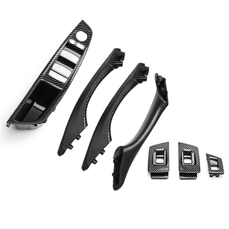 7 Stücke Echtes Leder Für BMW 5er F10 F11 F18 2010-2017 Auto Innentürgriff Innenverkleidung Pull Trim Cover Linkslenker(Carbon Fiber 7Pcs) von QVQOJCTH