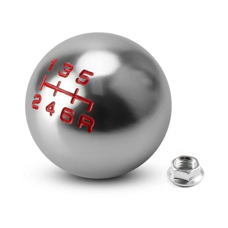 Aluminium 5/6 Geschwindigkeit Matte Ball Form Schalthebel Schaltknauf Für Civic Für City Für FD2 Für FN2 Für EP3 Für Typ R Für DC2 Für DC5 Schaltknauf M10 * 1,5(6 Speed Silvery) von QVQOJCTH