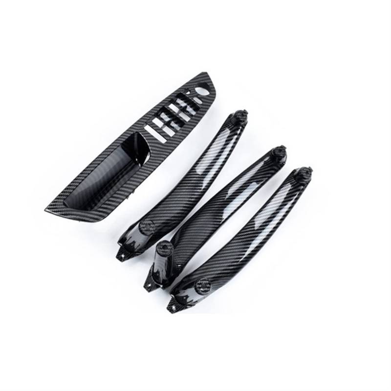 Für BMW E70 E71 X5 X6 2007-2014 Armlehne Auto Links Vorne Fahrersitz LHD Innentürgriff Innenverkleidung Zugverkleidung(Carbon Fiber 4Pcs) von QVQOJCTH