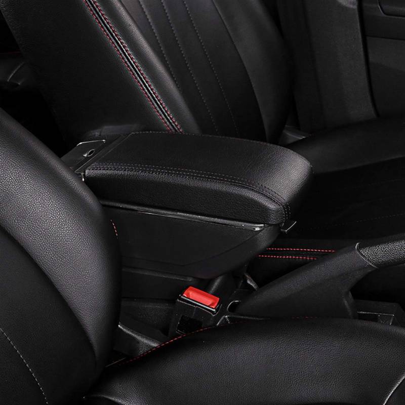 Für Mazda CX-3 CX 3 Riseable Armlehnenbox Zentral Inhalt Aufbewahren Dual Layer U-SB Getränkehalter Aschenbecher(Black-Black) von QVQOJCTH